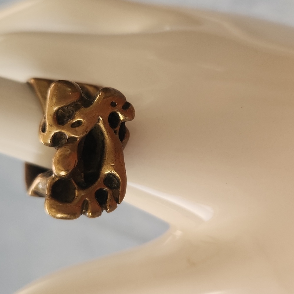 Vintage 70s Brutalist Ring with Nordic Runes